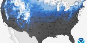 The “Historical Probability of a White Christmas” map shows the climatological probability of at least 1 inch of snow being on the ground on December 25 in the contiguous United States. 